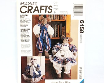 /& Mrs CLOWN Mr MOUSE Toy Stuffed Animal McCall/'s #2338 Fabric Pattern