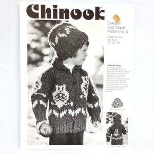 Cowichan/Chinook Child&#39;s Sweater & Toque/Hat Knitting Pattern #5 Owl Design Sizes 2-6 Yrs - Digital PDF B2G1 Sale - Pattern Only