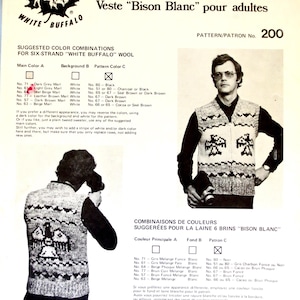 White Buffalo Wool Cowichan Style "His or Hers" Vest Knit Pattern #200 Thunderbird Adult Sizes 30-44 Digital PDF B2G1 Sale