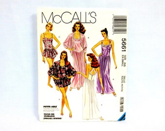 McCalls 5661 Misses Lingerie Sleepwear Length Options Size XS (6-8) Bust 30-1/2 - 31-1/2" Jacket Nightgown Lingerie Sleepwear Uncut FF 1991