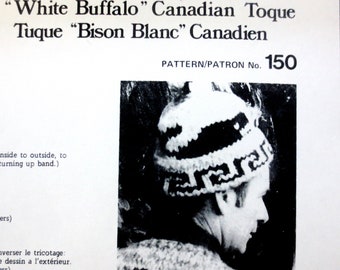 Cowichan Style Toque Whale Knitting Pattern #150 - PDF White Buffalo Wool Whale Toque Cap Hat Northwest Design B2G1 Sale