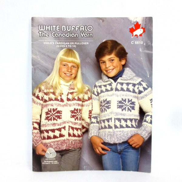 Suéter de lana de búfalo blanca estilo cowichan para niños con copos de nieve C-6610 Tallas 2-14 y mayores 10-C Tallas S-M-L - PDF - Patrones de gorro/toque adicionales B2G1