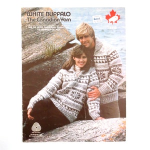 White Buffalo #6110/10 Snowflake Design Sizes 32-44 & 36-46 Cowichan Style Knit Sweater PDF- plus &quot;Design Your Own&quot; Charts B2G1 Sale