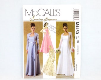 McCalls 4450 Evening Elegance Misses/Miss Petite Lined Sleeveless Dress Multi-Size 12-18 Bust 34-40" Lined & Unlined Shrugs Uncut FF 2004