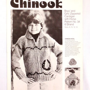 White Buffalo Wool Cowichan Style Chinook Child/Youth Sweater #34 - PDF- Horse Motif Sizes 8-14 B2G1 Sale