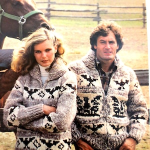 White Buffalo Cowichan Style Thunderbird Sweater PDF Knit Pattern #21 Sizes 32-44&quot; Two Versions - Bonus &quot;Design Your Own&quot; Charts B2G1 Sale
