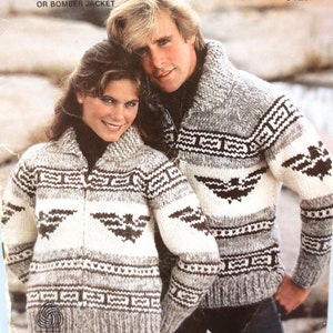 White Buffalo 6123 Cowichan Style Thunderbird Sweater Adult Knitting Pattern Digital PDF Sizes 32-44 Plus Design Your Own Charts B2GO Sale