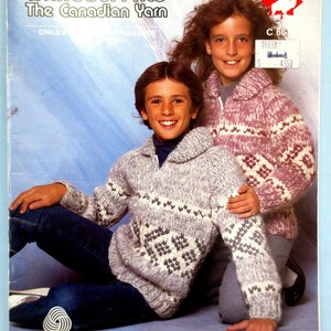 White Buffalo C-6612 Child Sizes 2-14 Cowichan Style Knit Cardigan/Pullover Sweater Geometric Design Plus Hats Digital PDF B2G1 Sale