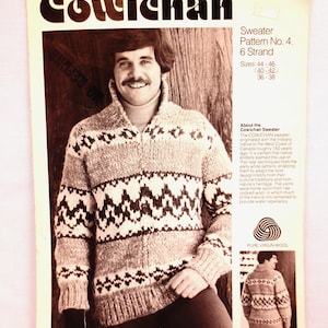 White Buffalo Wool Cowichan Sweater Knitting Pattern #4 - Adult Sizes 36-46-Digital PDF- Plus Bonus &quot;Design Your Own&quot; Charts B2G1 Sale
