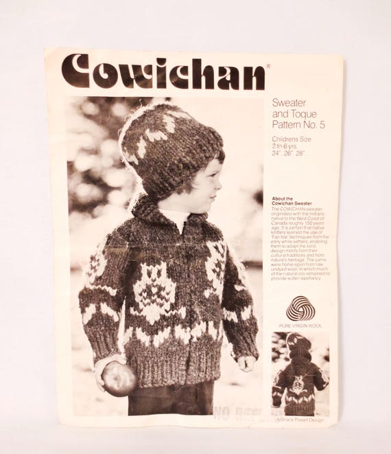 Cowichan Sweater Toque Knitting Pattern 5 Owl Design Sizes 2 6 Yrs Pdf Plus Bonus Design Your Own Charts B2g1 Sale