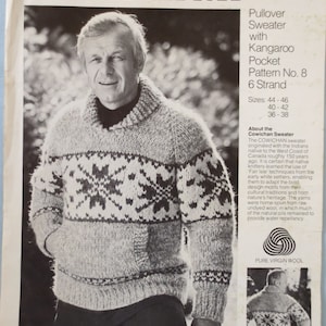 White Buffalo Wool Cowichan Pullover Sweater Knitting Pattern #8 Snowflake Design- PDF- plus Bonus &quot;Design Your Own&quot; Charts B2G1 Sale