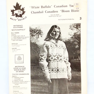 White Buffalo Wool Cowichan Sweater Knitting Pattern #3 - PDF - plus Bonus &quot;Design Your Own&quot; Charts B2G1 Sale