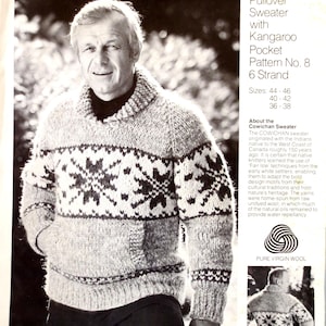 Cowichan/Chinook #8 Snöflingepullover Stickad Tröja Vuxen Storlek 36-46 Digitalt PDF Mönster Vit Buffalo Ull B2G1 Rea