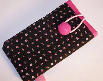 Smartphone-cellphone pouch case pink flowers