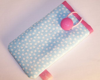 Smart phone pocket dots light blue pink pastel