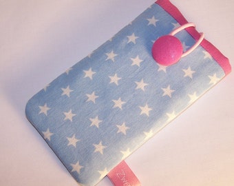 Smartphone cellphone bag stars light blue Pink