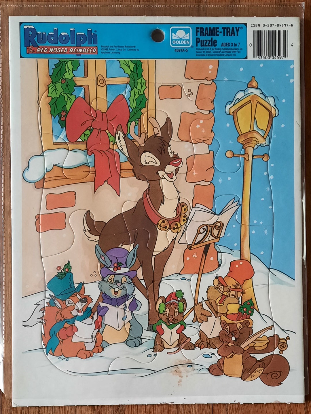 Vintage Rudolph the Red Nosed Reindeer Golden Frame-tray Puzzle 1989 ...