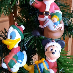 Vintage Walt Disney Company Kurt Adler Set of 3 Disney Ornaments Mickey Mouse , Minnie Mouse, and Donald Duck