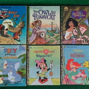 Vintage Little Golden Books Set- Disney&#39;s 101 Dalmatians,  TaleSpin, Owl and the Pussycat, Hutchback of Notre Dame, Snow White and the Dwaft
