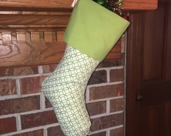 Geometric Green Christmas Stocking