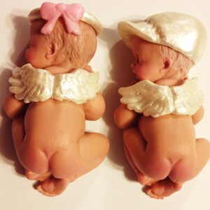 These twins are ready for your cake.So So cute. Baby Shower, Birthday, Baptism, Cake Topper , christening