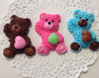 QTY 12 Very Cute Teddy Bears for your cupcakes or cake. Can change color if you want to. Baby Shower, Birthdays, Baptism, Cake Topper