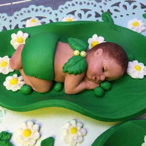 This large Baby boy Pea in a Pod is a cutie and waiting for your party.. Birthday, Baptism, Cake topper, Baby Shower