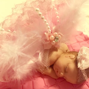 This Larger Baby Girl is ready for your party. She is adorable. Baptism Birthday Christening baby shower and cake topper