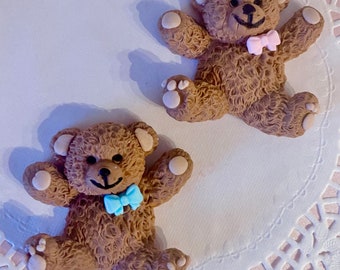 QTY 12 Very Cute extra lTeddy Bears for your cupcakes or cake. Can change color if you want to. Baby Shower, Birthdays, Baptism, Cake Topper