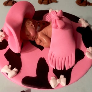 This little Cowgirl is as cute as can be. Baby Shower, Birthday, Baptism, Cake Topper and maybe because she is just cute.