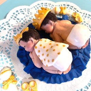 This set of Twins are the sweetest. can change colors. Can do 2 boys or 2 girls. Baptism Birthday Christening baby shower and cake topper