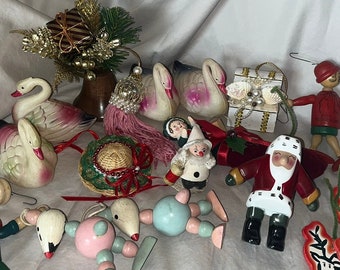 Vintage Christmas Ornaments & Decor - Mixed Lot 1960s-1990s - 20+ pieces