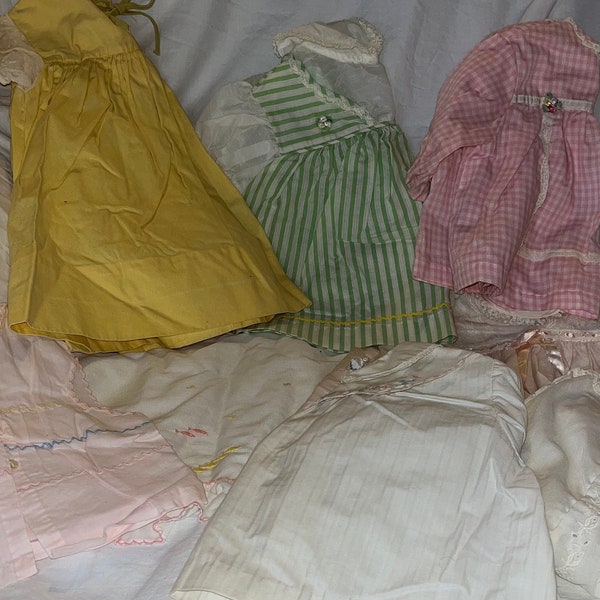 Vintage Baby Clothes - Set of 8 - Circa 1950s-70s, Embroidery, Lace, Great Colors and Patterns!