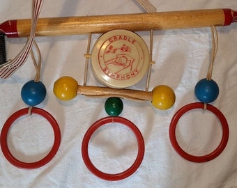 Vintage Crib Toy - Cradle Symphony Pull String Mobile - Brahms Lullaby - 1950s Baby