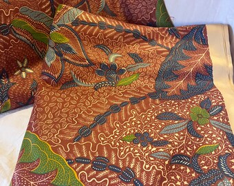 Vintage Tribal Floral Linen Fabric - 5 3/4 yards - Retro Purple, Blue, Green Floral Patterns