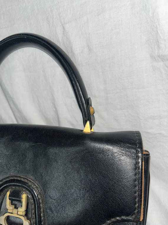 Vintage Saks Fifth Avenue Black Leather Purse wit… - image 4