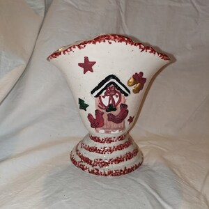 Vintage Christmas Cardinal Ceramic Container Candle