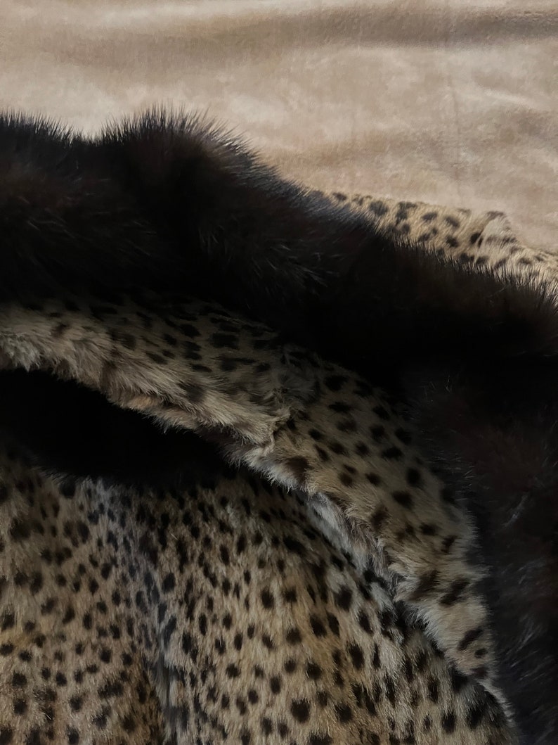 Leopard Minc Vintage Mink Fur Coat - Faux Leopard Print, Mink Collar and Cuffs ...
