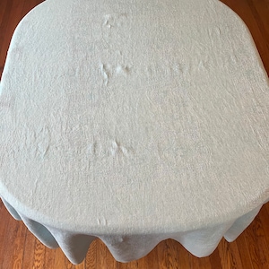 Vintage Robins Egg Blue Turquoise Tablecloth - Springtime Floral Pattern Details - 70” x 60”