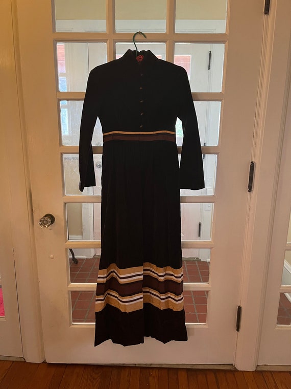 Vintage Bonwit Teller AJ Bari Brown Velvet Maxi Dr