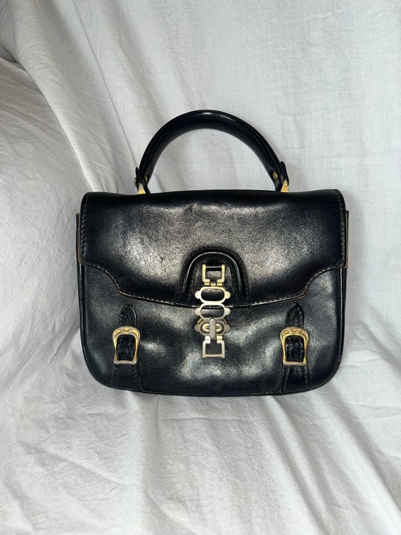 Vintage Saks Fifth Avenue Black Leather Purse wit… - image 1