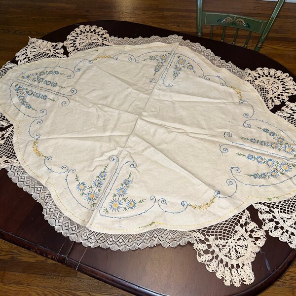 Burlap and Lace Tablecloth Etsy