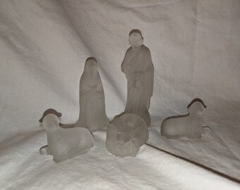 Vintage Frosted Glass Nativity Set