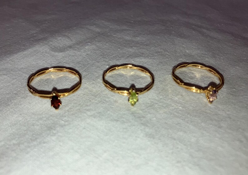 Technibond Rings Vintage Technibond Gold Plated Solitaire Birthstone Rings, Set of 8 ...