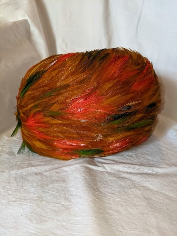 Vintage Feather Hat - Union Made in USA - Orange, Green, and  display picture 1