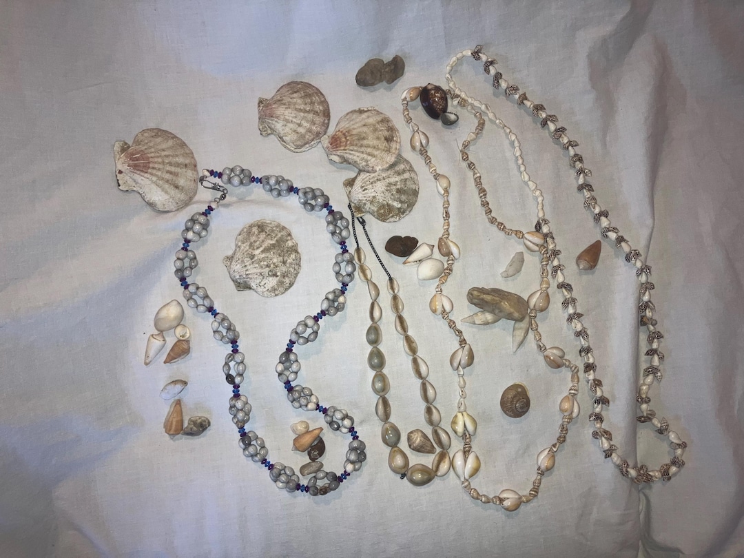 Shell Decorated Chain Vintage Seashell and Necklace Collection - Set of 4 Necklaces, 25 ...