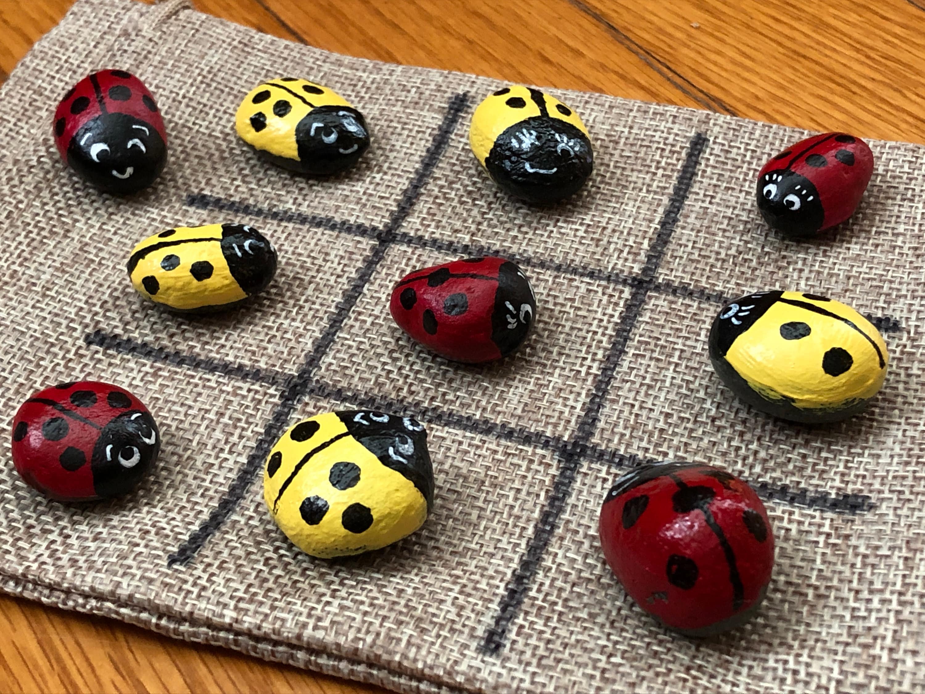 Small Ladybug Tic Tac Toe: Yellow &amp; Red | Etsy