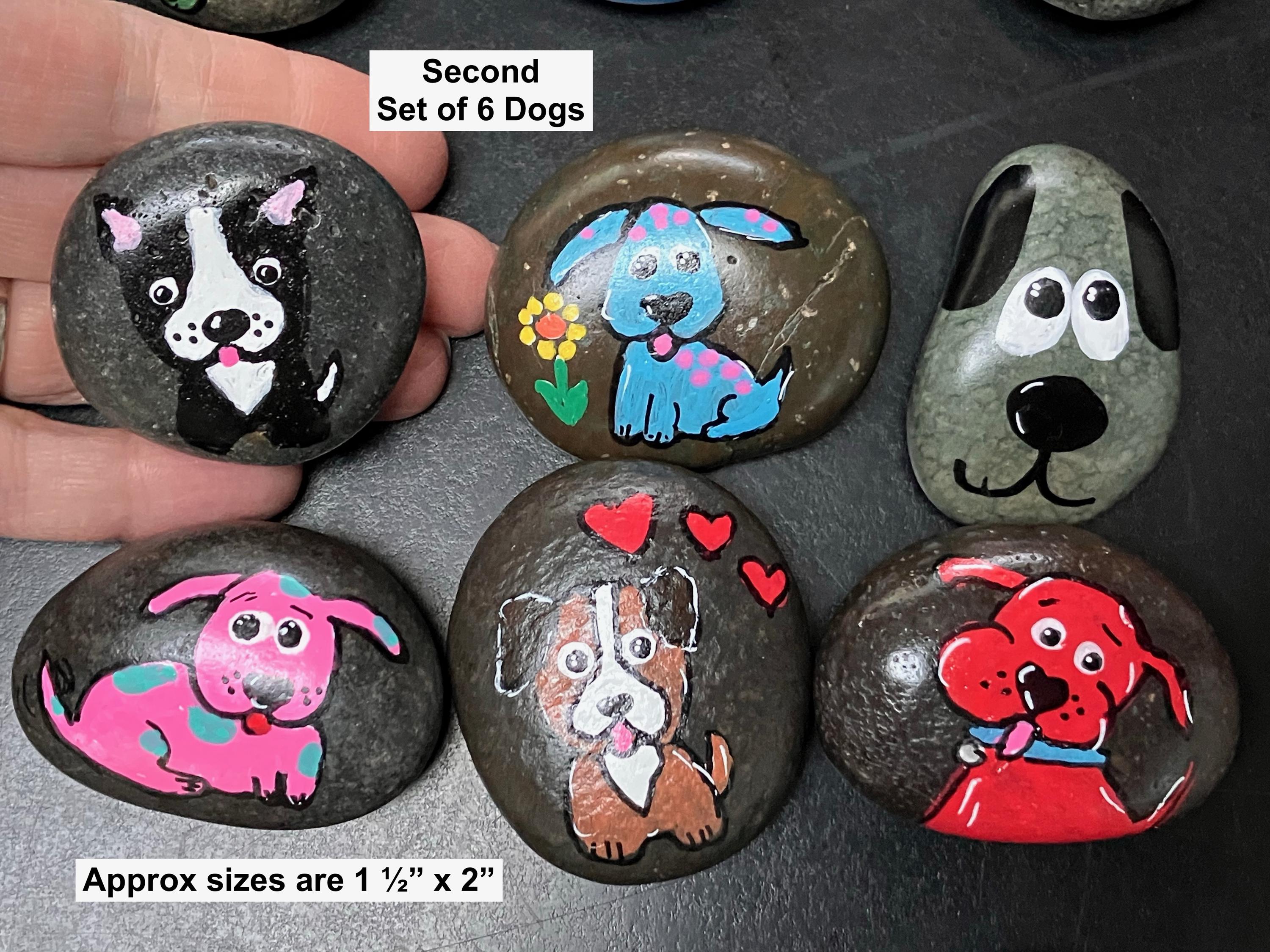 Hand Painted Rocks With Dogs! Set of 6 - Etsy