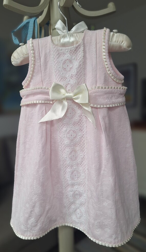 Young Girls Dress Pale Pink with Cream Ribbon and… - image 1