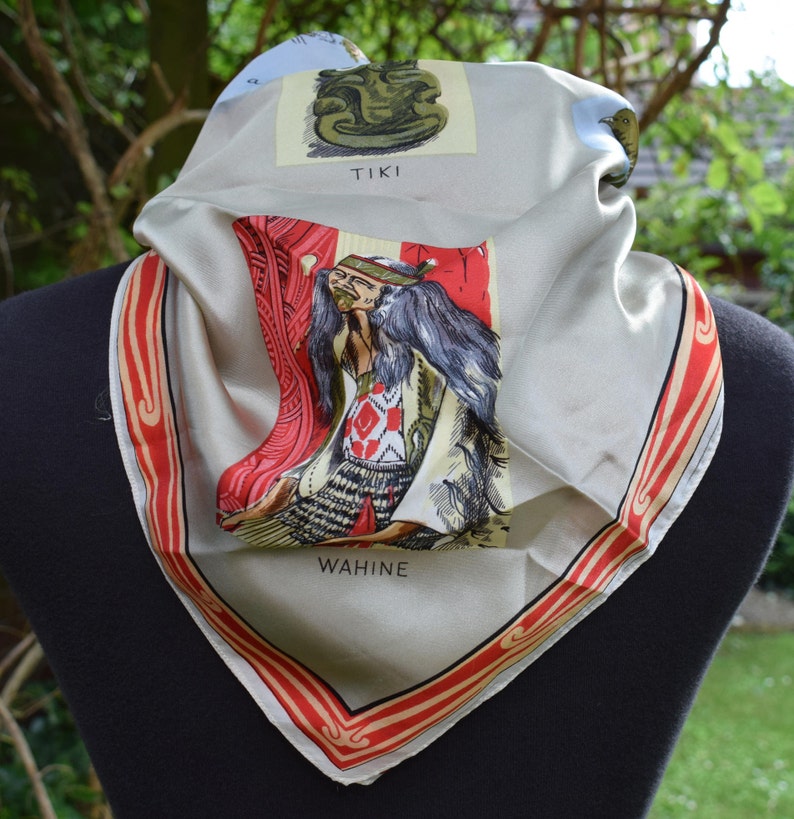 Headscarf Vintage Scarf New Zealand Maori Tourist Scarf KIWI Etsy